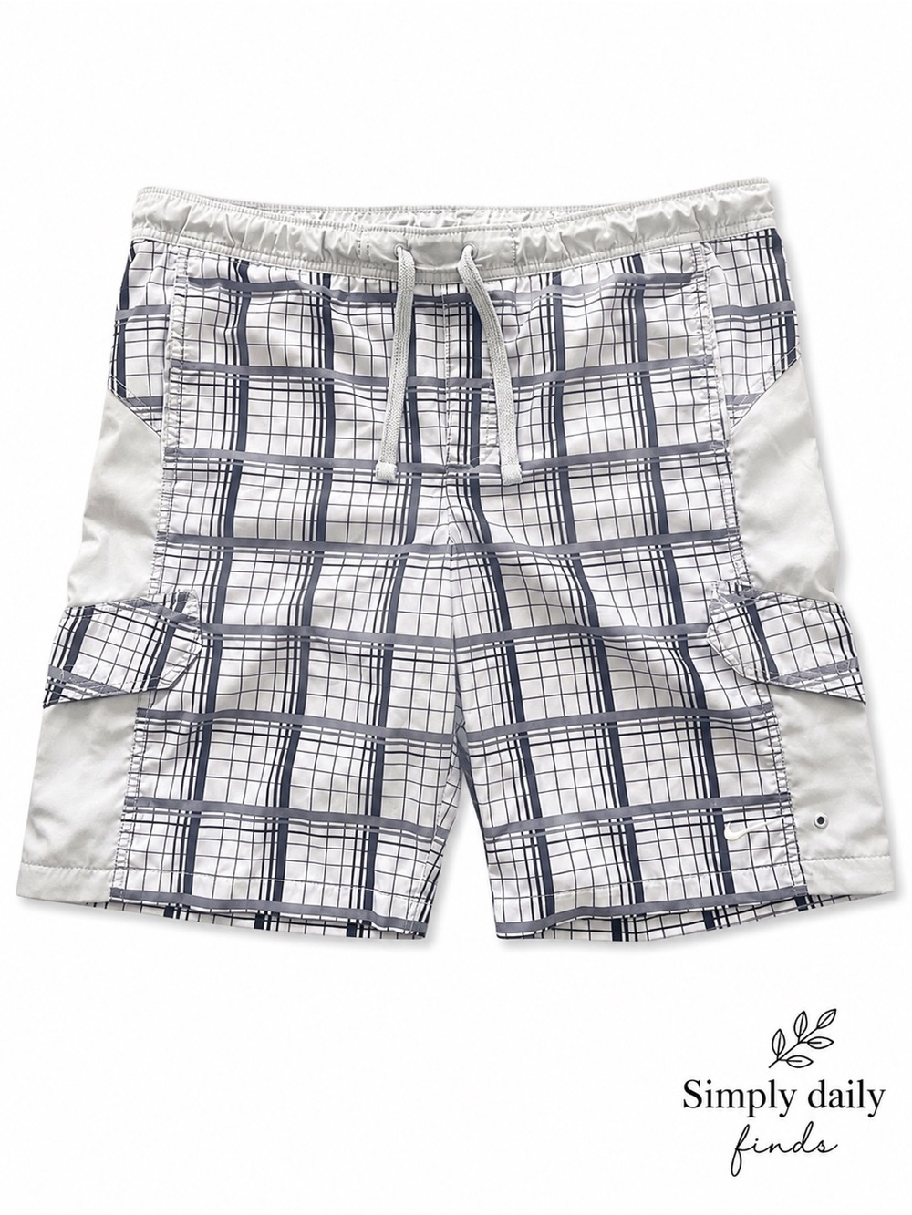 Nike Light Gray and White Swim/Board shorts large